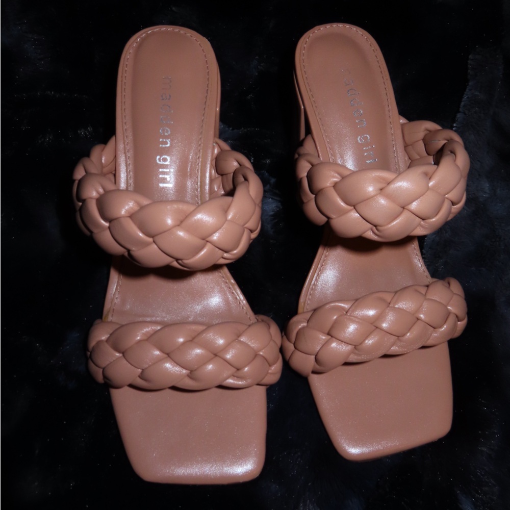 Madden Girl Women's Dixcy Slip On Braided Dress Sandals Blush/Tan